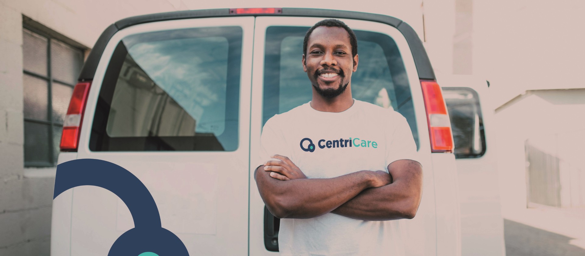 CentriCare staff in front of van